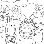 Bunny and Bear Coloring Page