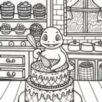 Charmander’s Bakery Adventure Coloring Page