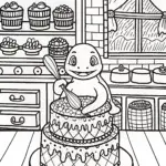 Charmander’s Bakery Adventure Coloring Page