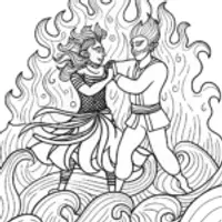 Demon Slayer Dance of Elements Coloring Page