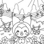 Kuromi’s Magical Music Garden Coloring Page