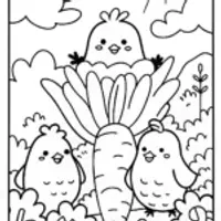 Chickens in a Garden of Dreams Coloring Page