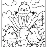 Chickens in a Garden of Dreams Coloring Page