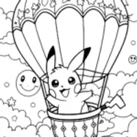 Pikachu’s Enchanted Balloon Ride Coloring Page
