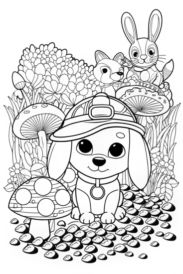 A coloring page of Puppy on a Treasure Hunt Coloring Page