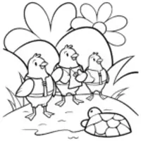Chickens on a Magical Island Adventure Coloring Page