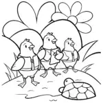 Chickens on a Magical Island Adventure Coloring Page