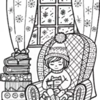 The Magical Christmas Book Nook Coloring Page