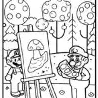 Mario’s Artistic Adventure Coloring Page