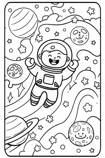A coloring page of JJ’s Space Adventure Coloring Page