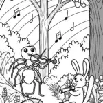 Spider’s Musical Adventure Coloring Page