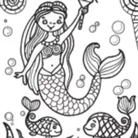 Mermaid Festival of Lights Coloring Page