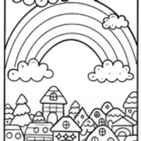 Rainbow Dreamscape Coloring Page