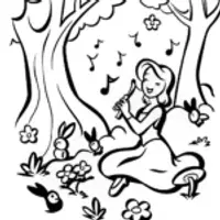 Belle’s Enchanted Music Circle Coloring Page