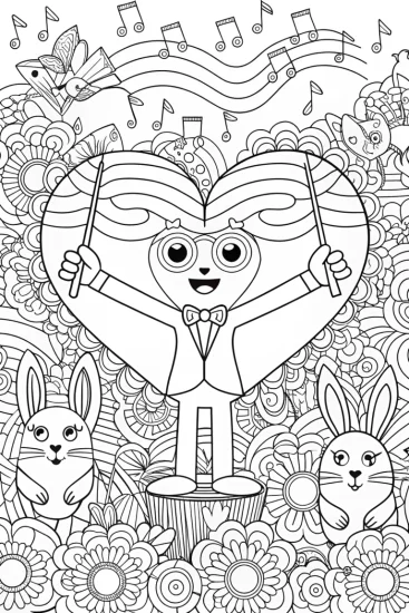 A coloring page of Heartfelt Symphony Coloring Page