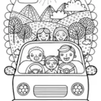 Summer Road Trip Adventure Coloring Page