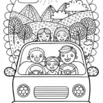 Summer Road Trip Adventure Coloring Page