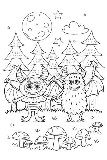 A coloring page of The Enchanted Monster Dance Coloring Page