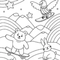 Rainbow Whirlwind Adventure Coloring Page