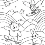 Rainbow Whirlwind Adventure Coloring Page