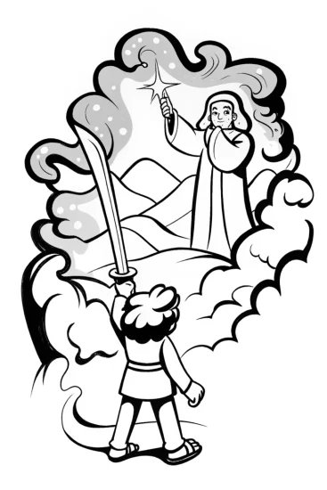 A coloring page of Demon Slayer’s Oath with Spirit Guardian Coloring Page