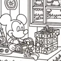 Mickey Mouse Winter Workshop Coloring Page