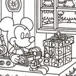 Mickey Mouse Winter Workshop Coloring Page