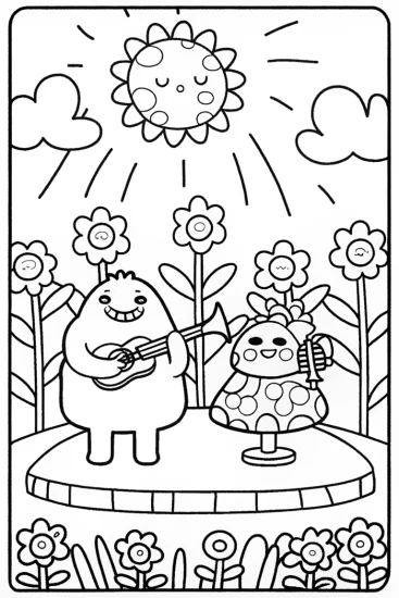 A coloring page of Monster Music Festival Coloring Page
