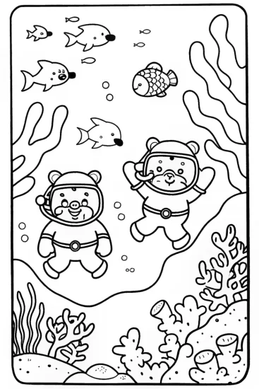 A coloring page of Care Bears’ Underwater Adventure Coloring Page
