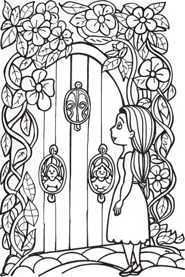 A coloring page of Jasmine’s Secret Garden Coloring Page