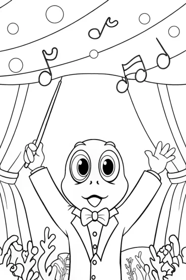 A coloring page of Yoshi’s Deep-Sea Coral Symphony