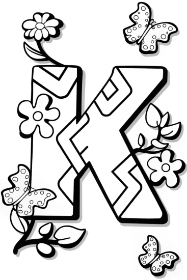 A coloring page of Kaleidoscope K Coloring Page