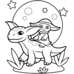 Baby Yoda’s Galactic Safari Coloring Page