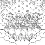 Celestial Tea Party Coloring Page