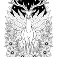 Xerneas in the Celestial Forest Coloring Page