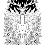Xerneas in the Celestial Forest Coloring Page
