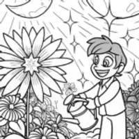 Goku and the Celestial Garden Coloring Page