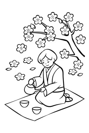 A coloring page of Demon Slayer Tea Ceremony Coloring Page