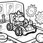 Bowser’s Grand Kart Workshop Coloring Page