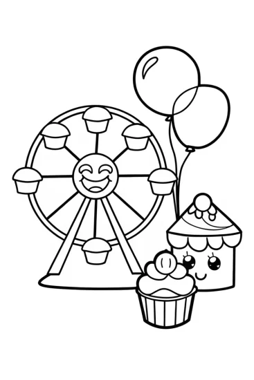 A coloring page of Shopkins Carnival Adventure Coloring Page