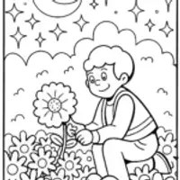 Goku in the Cosmic Garden Coloring Page