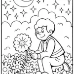 Goku in the Cosmic Garden Coloring Page