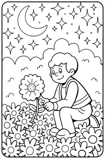 A coloring page of Goku in the Cosmic Garden Coloring Page