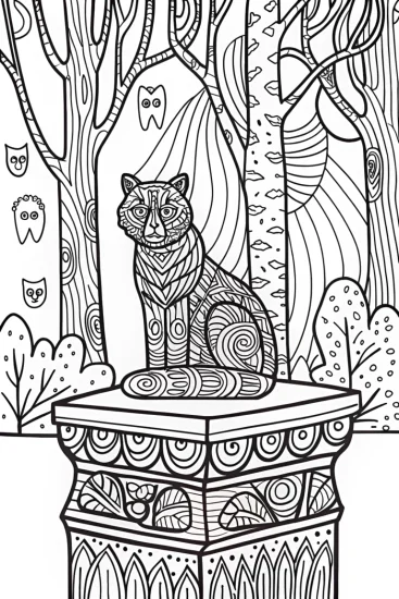 A coloring page of The Wise Panther Oracle Coloring Page