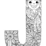 Giggling Jungle Explorer ‘J’ Coloring Page