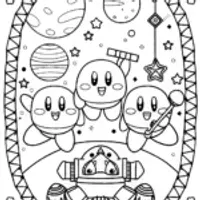 Kirby’s Cosmic Assembly Coloring Page