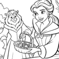 Belle and the Beast Mosaic Coloring Page
