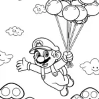 Mario’s Balloon Adventure Coloring Page