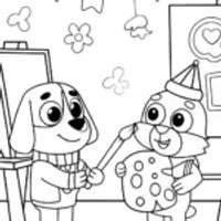 Bluey’s Rainbow Art Studio Coloring Page
