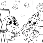 Bluey’s Rainbow Art Studio Coloring Page